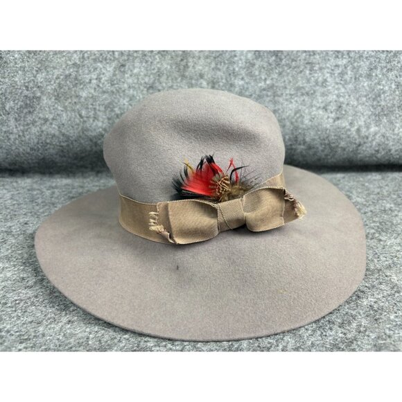 Vintage Georgi Bloomingdales Wool Hat Women's Gray Floppy Brim - Picture 1 of 7
